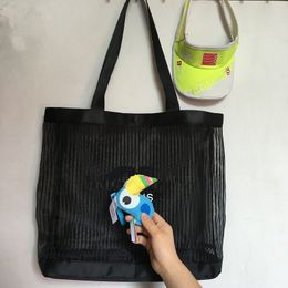 Ventes chaudes sac de rangement de mode avec couverture aimantée sac à provisions en gaze noire grand sac de plage écologique femme sac à main décontracté