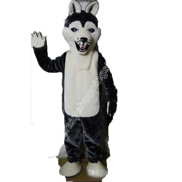 Ventas calientes perro gris Husky disfraces de mascota de perro tema de dibujos animados vestido de lujo mascota de la escuela secundaria ropa publicitaria