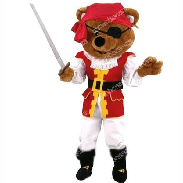 Offres spéciales halloween personnalisé ours Pirate avec épée mascotte Costume déguisement carnaval fête d'anniversaire en peluche costume