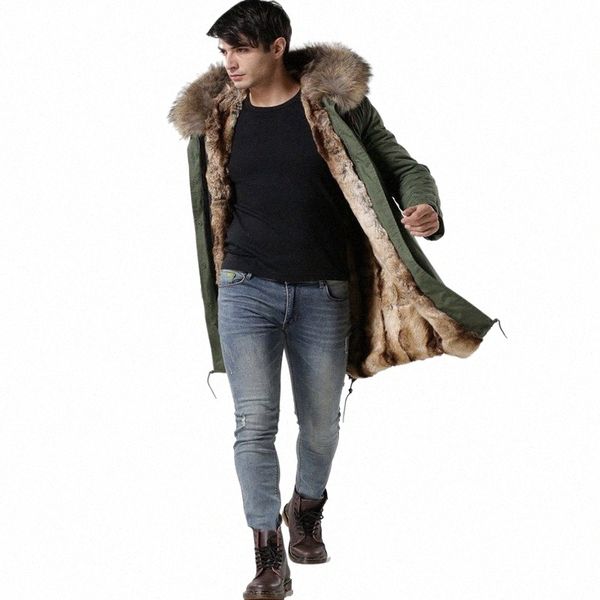 Ventas calientes Italia masculino real racco chaqueta con cuello de piel Sr. Sra. Parka LG forrada de piel con piel de conejo sintética abrigos masculinos de invierno G2Fe #