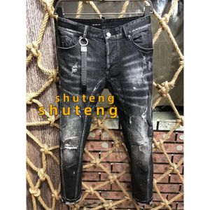 Ventes chaudes Hommes Jeans Trou Bleu Clair GRIS Foncé ITALIE Marque Pantalon Long Homme Pantalon Streetwear Denim Skinny Slim Droit D2 Biker Jean Real 9203