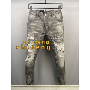 Ventes chaudes Hommes Jeans Trou Bleu Clair GRIS Foncé ITALIE Marque Pantalon Long Homme Pantalon Streetwear Denim Skinny Slim Droit D2 Biker Jean Real 2329