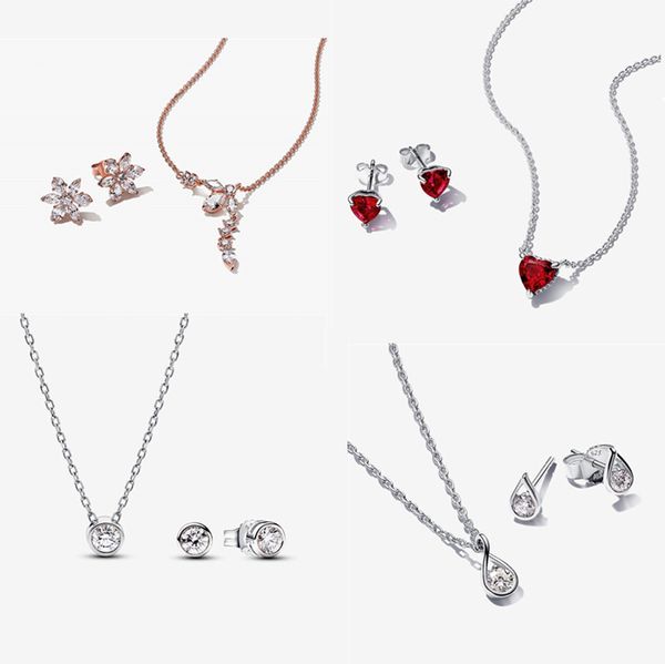 Ventes à chaud Nouveaux colliers de créateurs pour les femmes en or rose Silver Pendant Candarbone Chain Diy Fit Pandoras Me Love Collier Boucles d'oreilles Set Engagement Bijoux Gift avec boîte