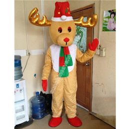 Ventes chaudes Red Hat Reindeer mascot Costume Top Cartoon Anime THEME CARNIVAL UNISEX ADULTES Taille de Noël Fête d'anniversaire