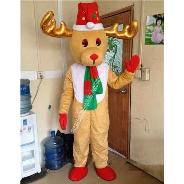 Ventes chaudes Red Hat Reindeer Costume De Mascotte Top Cartoon Anime thème personnage Carnaval Unisexe Adultes Taille De Noël Fête D'anniversaire En Plein Air Outfit Costume