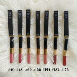 Hete verkoop sexy lady duo ultra tenue lip gloss 4.5 ml+3,5 ml 9 kleuren langdurige lippenstift make -up gratis schip