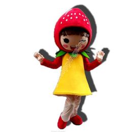 Hot Sales Strawberry Girl Mascot Costumes Cartoon Thema Fancy Dress High School Mascot AD ADS