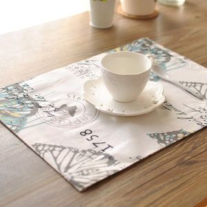 Hot sales placemats Servies matten Pads afdrukken vlinder dubbele dikke doek placemat tafelloper met kleedje servet