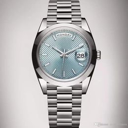 Montre homme automatique date cadran bleu montre en acier inoxydable hommes mécanique fermoir solide montre-bracelet pour homme