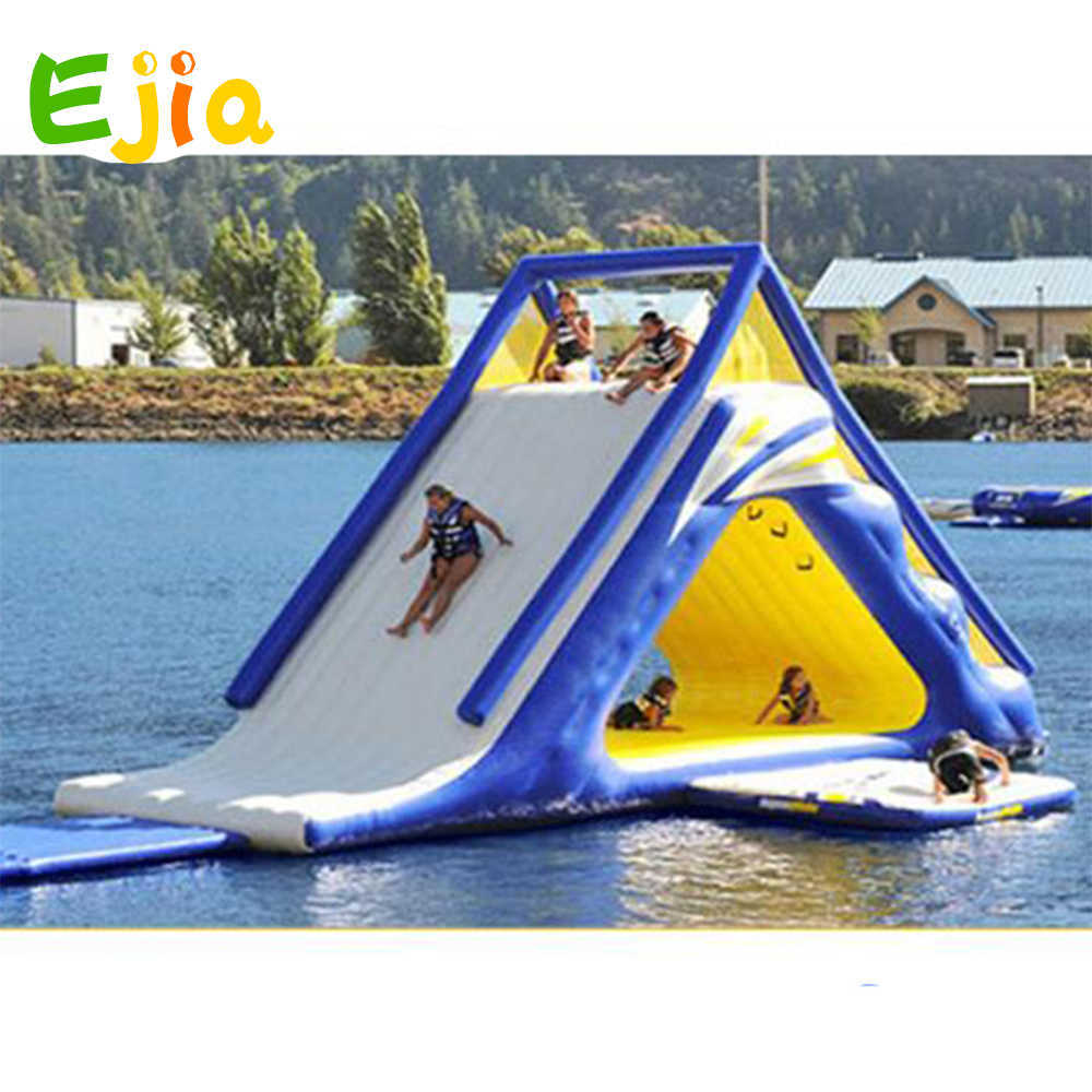 Trampolín de agua flotante inflable para mar/lago, tobogán de agua triangular para adultos y niños, tobogán de escalada para parque acuático