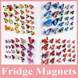 Heet verkoop 100 stks / partij Mooie decoratieve kunstmatige vlindermagneet voor koelkastdecoratie, vlindermagneet voor decoraion