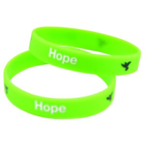 1pc Love Hope Dream For Peace Silicone Rubber Armband Gedrukt Logo Volwassen grootte Groen en Roze