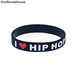 Bracelet en caoutchouc de Silicone I Love Hip Hop, 1 pièce, Logo rempli d'encre, cadeau parfait pour les Fans de musique