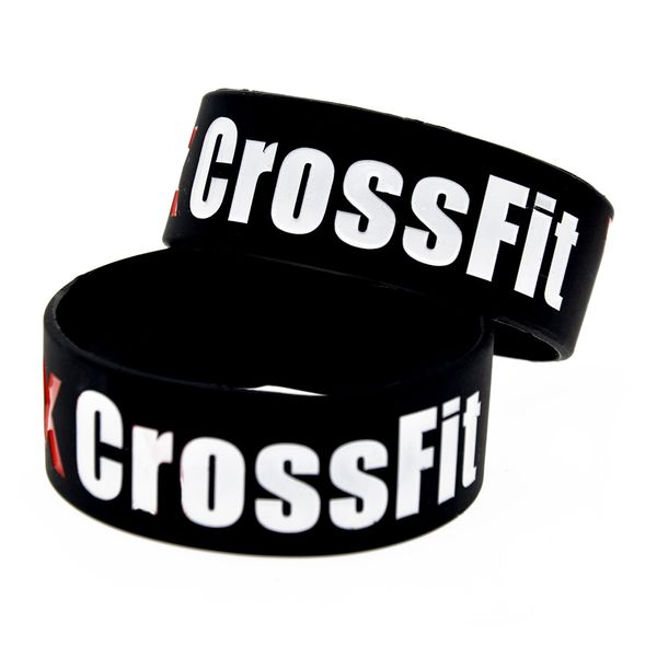 1 unidad, pulsera de silicona para CrossFit, 1 pulgada de ancho, negra, suave y Flexible, ideal para regalo deportivo