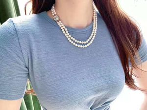 Vente chaude 43-45cm 7-8mm blanc perle d'eau douce fleur fermoir collier bijoux de mode