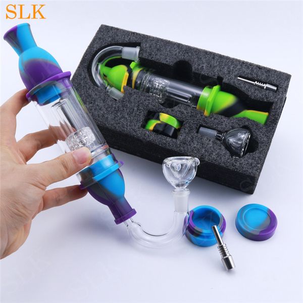 Vente chaude 5 EN 1 Fumer Bongs Ensembles Kits Narguilé Verre Fumée Filtre Tabac Conduites D'eau Dabs Plate-Forme Pétrolière Titane Nail Fumer Pipe 710420