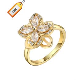 Hot Verkoop 925 Sterling Zilver Anti-angst Release Ring Zon Bloem Daisy Spining Verstelbare Ring voor Vrouwen Sieraden