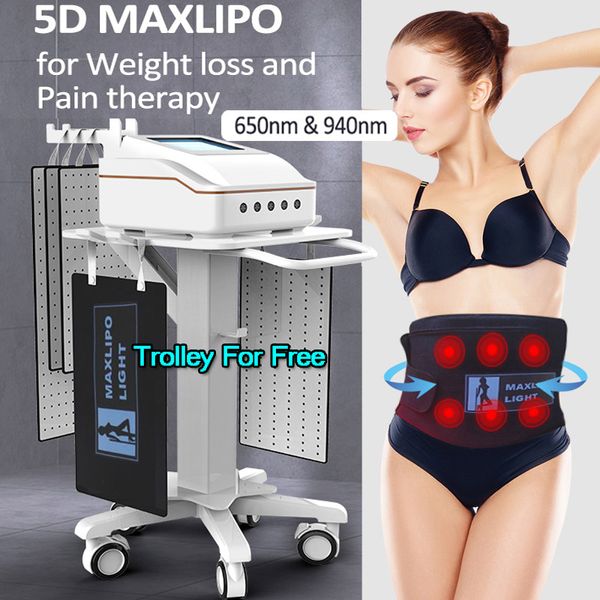 Venta caliente 5D Maxlipo Láser de Diodo Máquina Anti Celulitis Lipolaser Infrarrojo Luz Roja LED Disolución de Grasa Perder Peso SPA Alivio del Dolor Equipo de Adelgazamiento Corporal