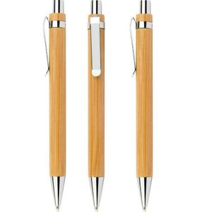 Hot Sell Bamboo Ballpoint Pen Pers Type Bal Pennen School Office Stationery Business Promotion Cadeaus GRATIS