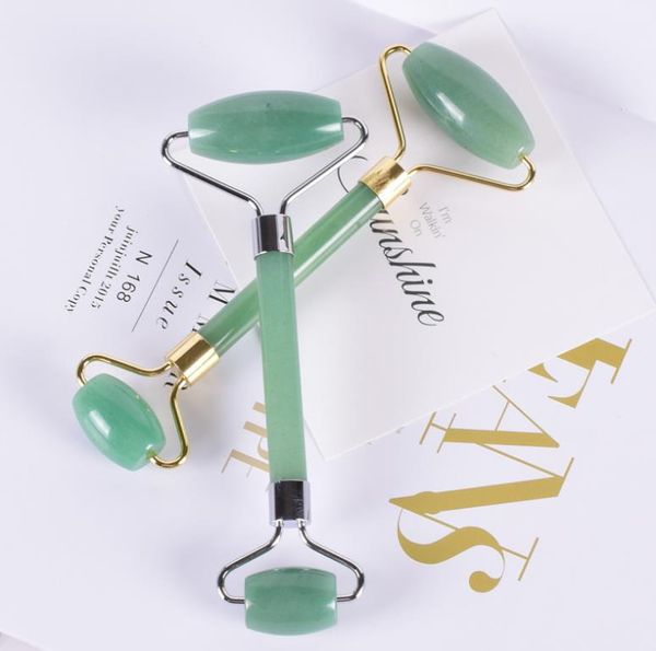 Vendre à chaud meilleure thérapie néphrite roller en pierre de jade vert pour visage réel masseur facial de rouleau jade