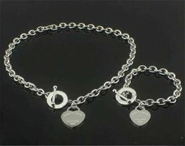 Vente chaude anniversaire cadeau de Noël 925 argent amour collier bracelet ensemble déclaration de mariage bijoux coeur pendentif colliers bracelets ensembles 2 en 1 femme bijoux avec boîte 214