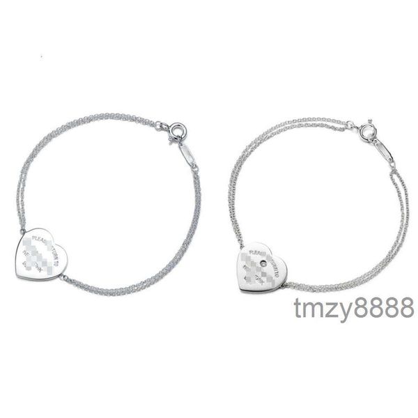 Venta caliente Cumpleaños Regalo de Navidad Caja azul Tf Diseñador clásico Tiff Pulsera Top Pequeño t Familia Plata esterlina Corazón Diamante Doble capa Tijia Live Love KNH1