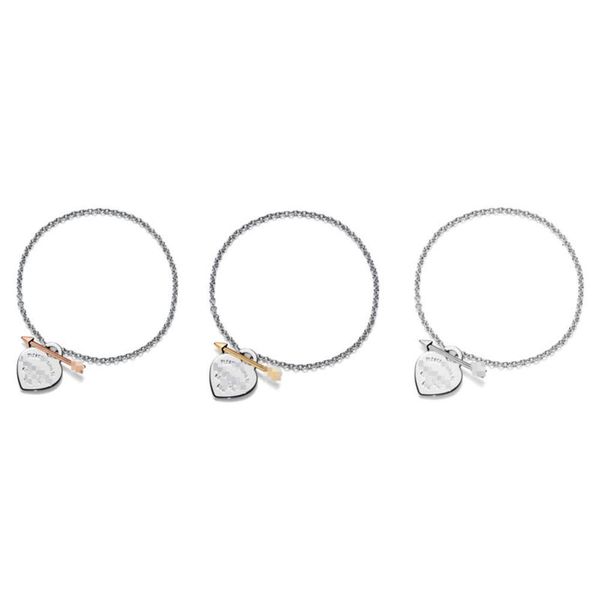 Vente chaude anniversaire cadeau de Noël boîte bleue TF classique designer tiff bracelet haut nouveau THome en argent sterling coeur flèche bracelet mode Tijia petits bijoux frais