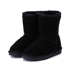 Hot Sell Merk Kids Snowboots Kinderen Pluche Kinderen Meisjes Boot Winter Warm Peuter Jongens Sneakers Platte Warme Lederen Zwarte Rode Schoenen