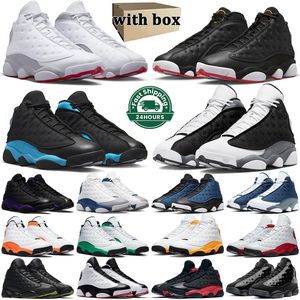 Avec boîte Jumpman 13 13s Chaussures de basket-ball Hommes Femmes Wolf Grey Playoffs Université Bleu Noir Flint Lucky Green Hyper Royal Black Cat Hommes Baskets de sport 36-47