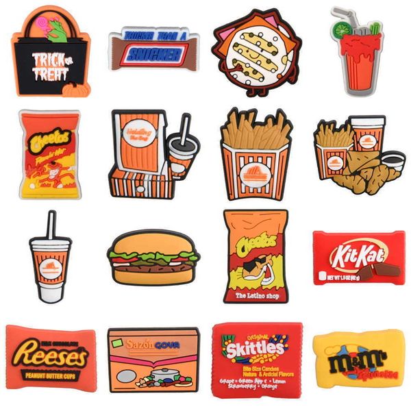 Hot Sell Classic 2D Food Shoe Charms Custom Plastic Candy Croc Charms pour sabot et décoration de cadeau de bracelet par DHL / Fedex