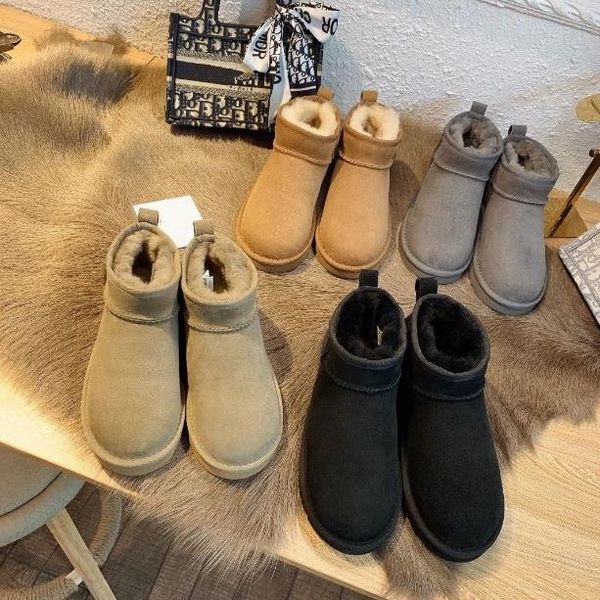 Vente chaude classique Mini U5854 femmes bottes de neige garder au chaud botte dernière mode en peau de mouton en cuir de vache antilope marron renne marron crépuscule rose bottes à paillettes