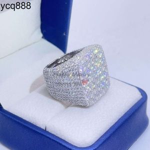 Hot Verkoop Drop Shipping Wit Goud Iced Out Gra Moissanite Diamanten Ring voor Mannen