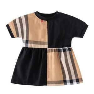 Robes d'été en coton pour filles, couleurs assorties, robe de bébé en bas âge, mode princesse, jupes trapèze, vêtements de styliste pour enfants, robe mignonne pour enfants