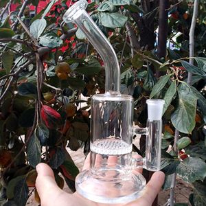 Vente chaude! bangs en verre plate-forme pétrolière nouveau design avec percolateur en nid d'abeille Perc deux fonctions tuyau d'eau en verre cou plié bongs bubber