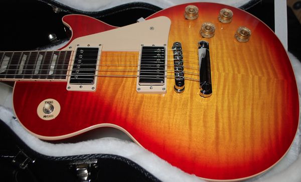 Vente chaude bonne qualité guitare électrique 2013 traditionnel cerise Sunburst AA Flametop menthe 1 pièce dos - Instruments de musique # 00258