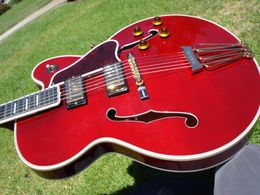 Heet verkoop goede kwaliteit elektrische gitaar ByrdlandWine Red Archtop Gitaar James Hutchins ingebouwde muziekinstrumenten