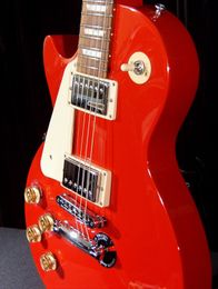 Gran venta de guitarra eléctrica de buena calidad Studio LH, zurdo en rojo radiante, grifo de bobina con ollas de extracción, instrumentos musicales # 445566