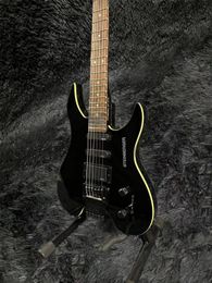 Guitarra eléctrica sin cabeza de buena calidad, color negro, cuerpo de caoba, diapasón de palisandro, puente trémolo Floyd Rose, Guitarra de 6 cuerdas, se puede personalizar