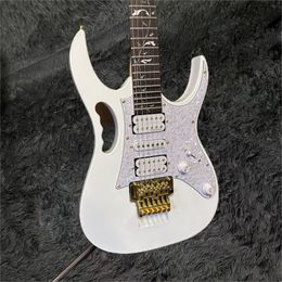 Vente chaude de bonne qualité Blanc Célèbre niveau maître 7V guitare électrique, système de vibrato de qualité, touche 24 tons, tonalité mobile, --- Instruments de musique