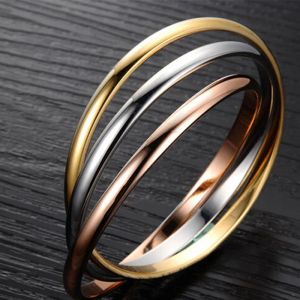 Vente chaude de haute qualité trois rondes et couleurs plaque d'or pour les amoureux bracelet livraison gratuite