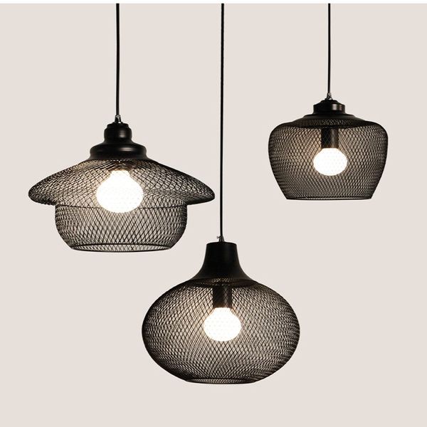 Vente chaude Intérieur décoratif moderne suspension E27 fer net lampe salle à manger bar comptoir café décorer éclairage commercial