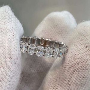 Hot Verkoop Sieraden 14K Goud 0.2Ct Ovale Moissanite Eternity Wedding Band Ring Voor Vrouwen