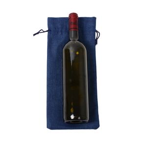 Hot Sell Jute Wine Bottle Tassen 16CMX36cm Champagne Fles Covers Linnen Trekkoord Kerst Trouw Party Gift Pouches Verpakking Zak