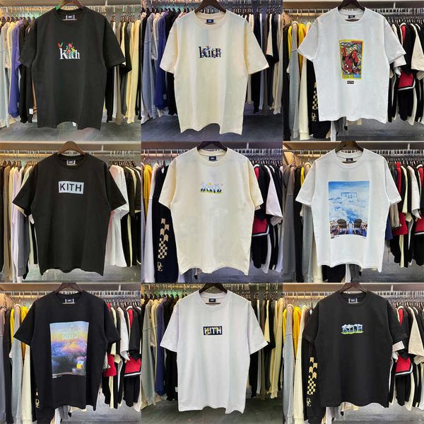 Venta caliente Kith Designer Tees Camisetas para hombres Estampado de verano 100% algodón Camiseta casual para hombres y mujeres Tee Ikve