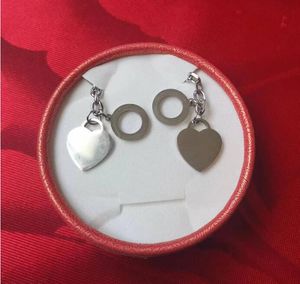 Hot Sell Lover cadeau 925 Silver Love ketting Bracelet Set Wedding Statement Sieraden Hart Hangketting Bangle Sets 2 in 1