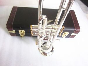 Venta caliente LT180S-37 trompeta Bb plana plateada trompeta profesional instrumentos musicales con hermoso estuche envío gratis