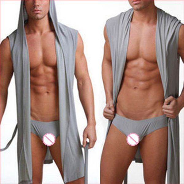 Venta caliente hombres albornoz sexy pijamas ropa de dormir camisón ropa de dormir hombre con capucha bata de baño hombres vestido de baño más tamaño 201023