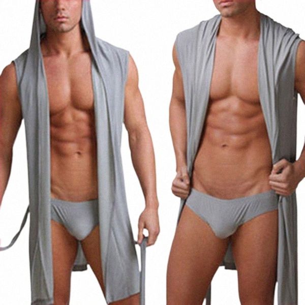 Venta caliente de los hombres Albornoz pijamas atractivos ropa de dormir camisón ropa de dormir Hombre con capucha bata de baño hombres bata de baño más tamaño m0aE #