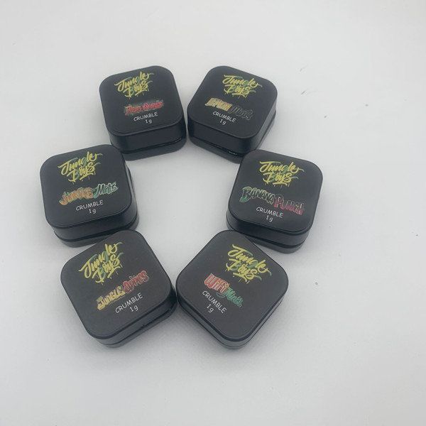 Venta caliente nuevas botellas vacías de embalaje Jungle Boys Crumble Wax Jar 9 ml frascos de vidrio transparente con tapa a prueba de niños para contenedores de concentrado de resina viva