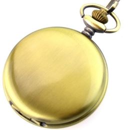 Heet verkopen gepolijste mechanische hanger Pocket Watch Retro Skeleton Roman Dial Steampunk Open Face Gift Pocket Watch 10 stcs/Lot T200502